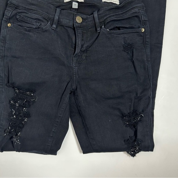 Frame Le Skinny De Jeanne Noir Ripped Jeans - Picture 8 of 16